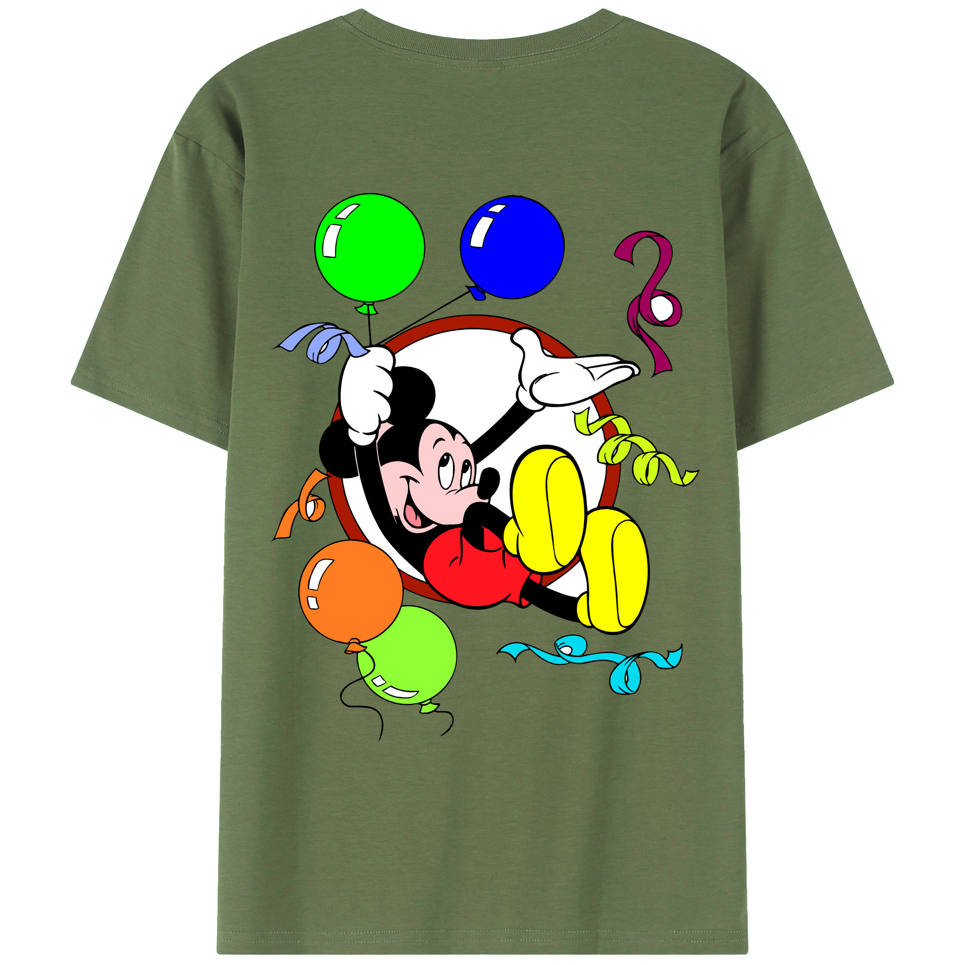 ミッキーマウス Mickey Mouse 綿100％ メンズ半袖Tシャツ（バックプリント） 通気性